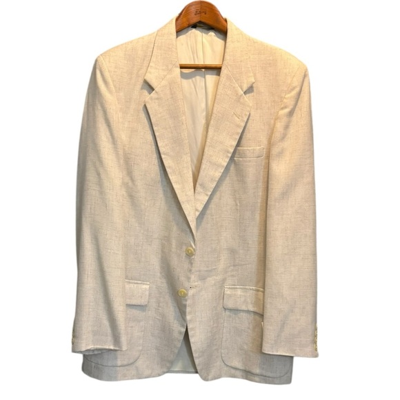 Farah Sport Coat Cream / Natural Size 42 L Two Button Woven Off White Sport Coat - Picture 12 of 12